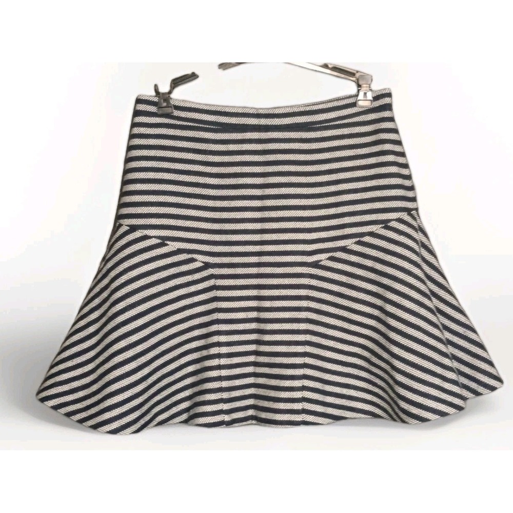 NWT J Crew Striped Flared Mini Skirt Blue White Sz 2 Nautical Preppy‎